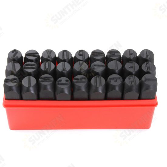 27pcs Stamps Letters Set Punch Steel Metal Die Tool Case Craft