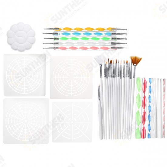 33Pcs Mandala Dotting Tools Set Rock Painting Kit Nail Art Pen Paint Stencil