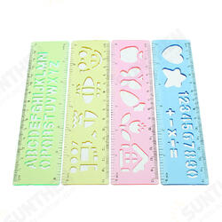 4Pcs Candy Color Cute Art Graphics Symbols Drawing Template Ruler 15CM 4Pcs Candy Color Cute Art Graphics Symbols Drawing Template Ruler 15CM