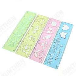 4Pcs Candy Color Cute Art Graphics Symbols Drawing Template Ruler 15CM 4Pcs Candy Color Cute Art Graphics Symbols Drawing Template Ruler 15CM