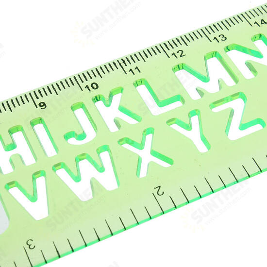 4Pcs Candy Color Cute Art Graphics Symbols Drawing Template Ruler 15CM