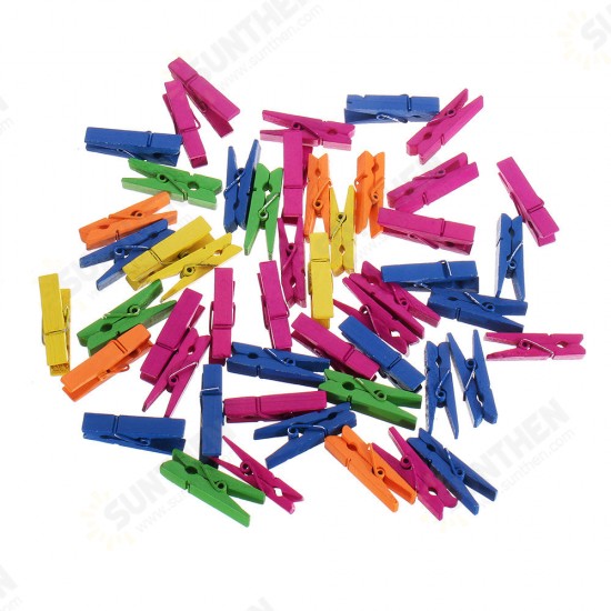 50Pcs Very Small Size 25mm Mini Natural Wooden Clips Photo Clips Clothespin Craft Decorations Clip