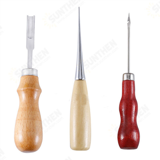 61Pcs Leather Craft Tool Kit Hand Sewing Stitching Punch Carving Saddle Edger