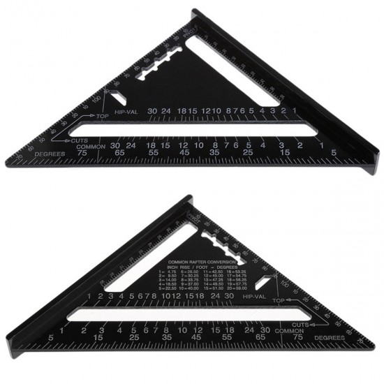 7 Inch Aluminum Triangle Ruler Square Rafter Angle Miter Protractor Measuring
