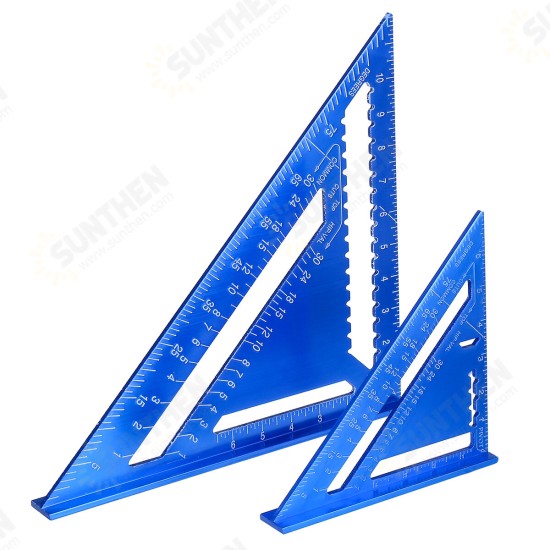 7/12inch Metric/Imperia Aluminum Alloy Triangle Angle Protractor Ruler Woodworking Tool