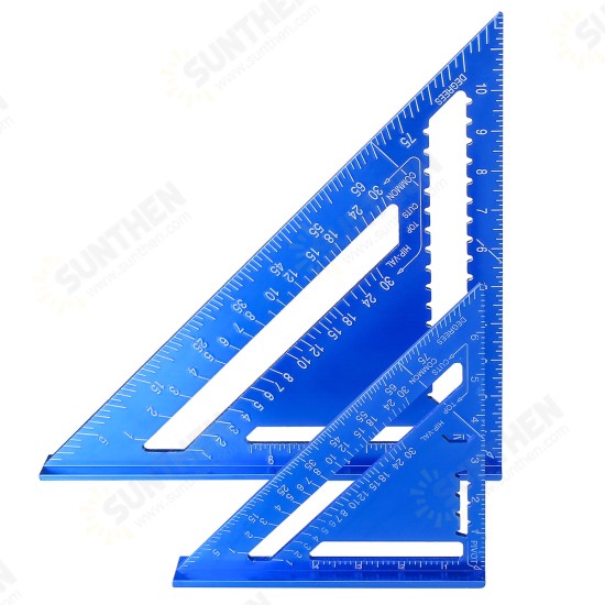 7/12inch Metric/Imperia Aluminum Alloy Triangle Angle Protractor Ruler Woodworking Tool