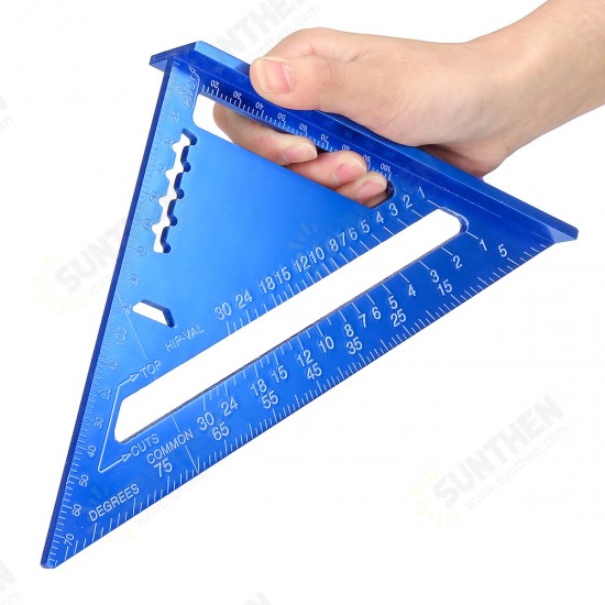 7/12inch Metric/Imperia Aluminum Alloy Triangle Angle Protractor Ruler Woodworking Tool