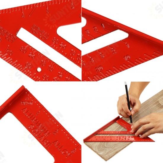 7inch12inch Die-cast Aluminum Triangle Ruler Metric Imperial Meter Square Protractor Ruler Tools