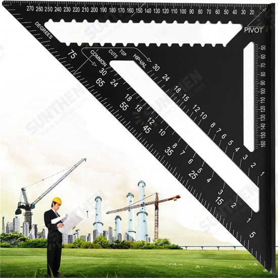 7inch12inch Die-cast Aluminum Triangle Ruler Metric Imperial Meter Square Protractor Ruler Tools