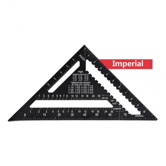 7inch12inch Die-cast Aluminum Triangle Ruler Metric Imperial Meter Square Protractor Ruler Tools