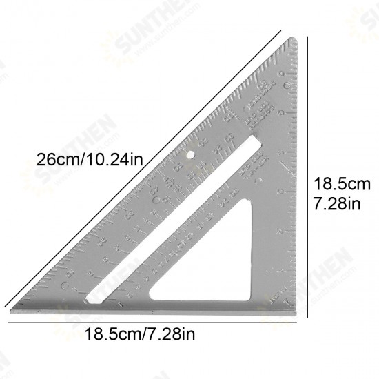 7inch12inch Die-cast Aluminum Triangle Ruler Metric Imperial Meter Square Protractor Ruler Tools