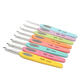 8pcs Colorful Soft Plastic Handle Aluminum Crochet Hooks Knitting Needles Set