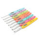 8pcs Colorful Soft Plastic Handle Aluminum Crochet Hooks Knitting Needles Set