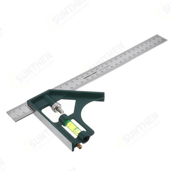 300mm Adjustable Combination Square Angle Ruler 45/90 Degree with Bubble Level Multifunctional Gauge Measuring Tools