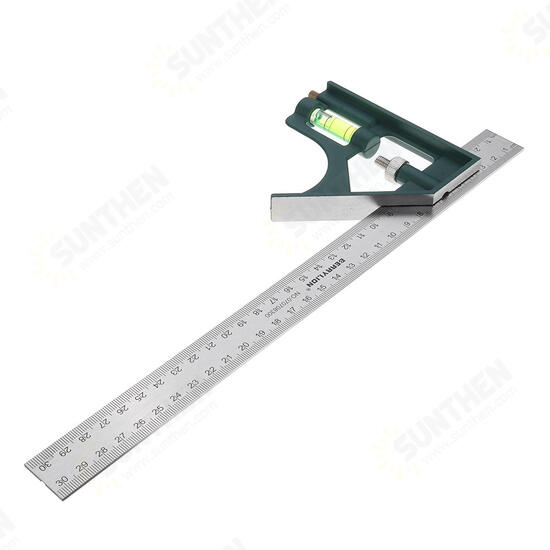 300mm Adjustable Combination Square Angle Ruler 45/90 Degree with Bubble Level Multifunctional Gauge Measuring Tools