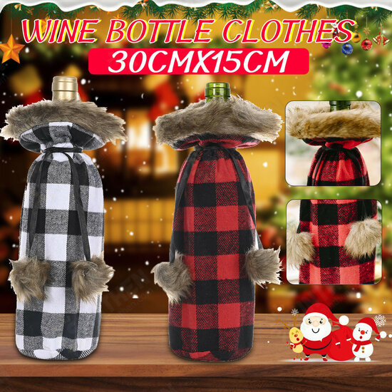 Christmas Sweater Winee Bottle Clothes Collar & Button Coat Design Decorative Bottle Sleeve Sweater For Christmas Gifts Xmas Party Decorations