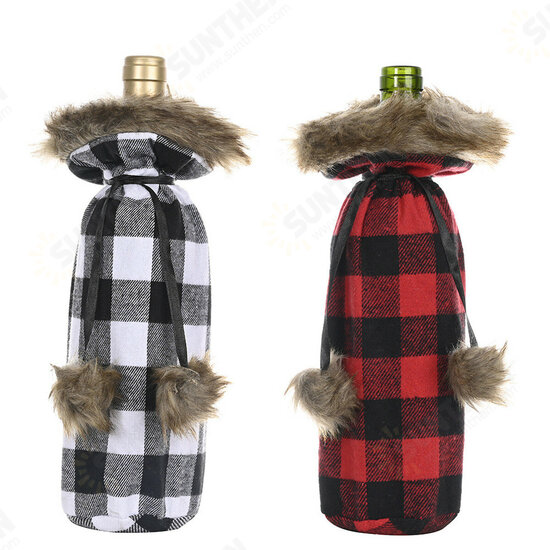 Christmas Sweater Winee Bottle Clothes Collar & Button Coat Design Decorative Bottle Sleeve Sweater For Christmas Gifts Xmas Party Decorations