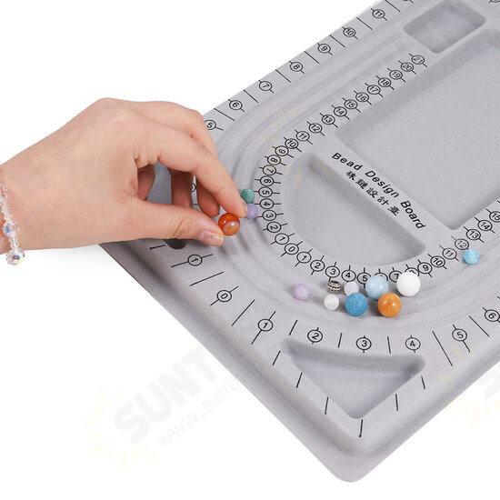 Gray Flocked Bead Board For DIY Bracelet Necklace Beading Jewelry Making Organizer Tray Design Craft Measuring Tool Accessories