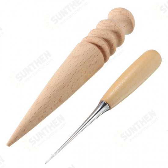 Leather Craft Hand Awl Punch Wood Stick Tool Polishing DIY Tool