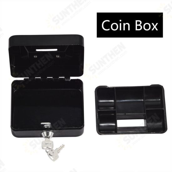 Metal Cash Box with Money Tray Lock & Key For Cashier Drawer Money Safe Security Box Tool Box