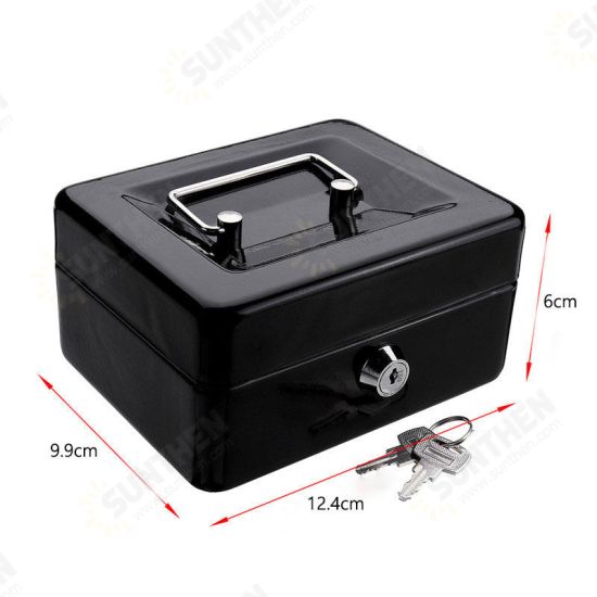 Metal Cash Box with Money Tray Lock & Key For Cashier Drawer Money Safe Security Box Tool Box