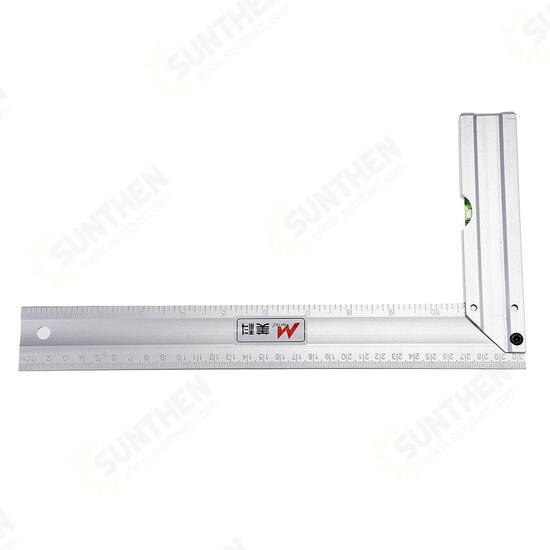 300mm 90 Degree Angle Ruler Aluminum Alloy Square Marking Gauge Protractor Carpenter Measuring Tools Metric British with Bubble Level Metric