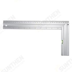 300mm 90 Degree Angle Ruler Aluminum Alloy Square Marking Gauge Protractor Carpenter Measuring Tools Metric British with Bubble Level Metric