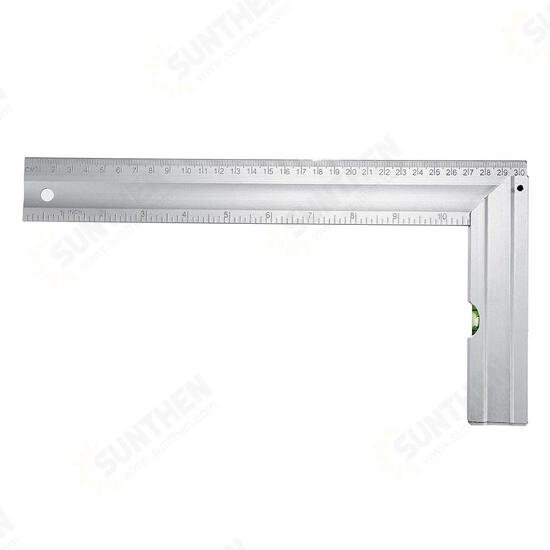 300mm 90 Degree Angle Ruler Aluminum Alloy Square Marking Gauge Protractor Carpenter Measuring Tools Metric British with Bubble Level Metric