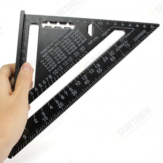 AR01 260x185x185mm Metric/Imperial Aluminum Alloy Black Triangle Ruler