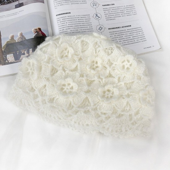 Women Hand-crocheted Beanie Hat Retro Literary Casual Turban Hat