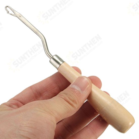 Wooden Handle Crochet Needle Latch Hook Puller Tool For Canvas Rug Mats Making