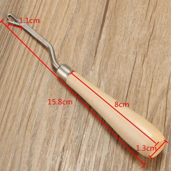Wooden Handle Crochet Needle Latch Hook Puller Tool For Canvas Rug Mats Making