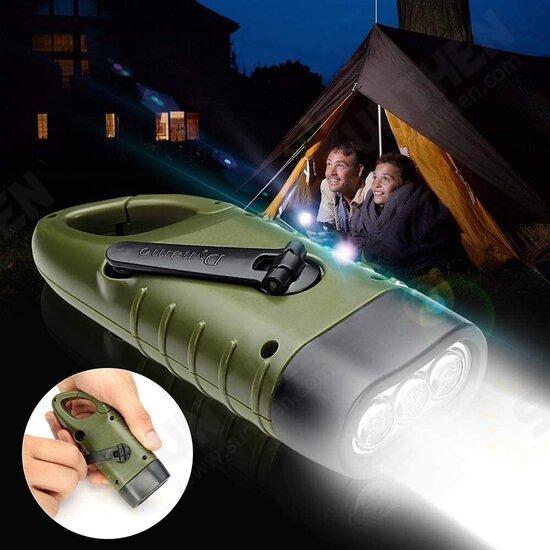 2 PCS Portable LED Flashlight Hand Crank Dynamo Torch Professional Solar Power Tent Light Lantern for Outdoor Camping Mountaineering