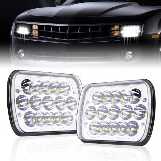 2 Pcs Wrangler Headlight 5 x 7inch LED Stock Headlights with Lamp