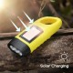 2Pcs Yellow Hand Crank Flashlight Solar Powered Emergency Torch Rechargeable Dynamo with Quick Snap Clip for Kids Hurricane Storm Backpacking Trip Camping Outdoor Hiking