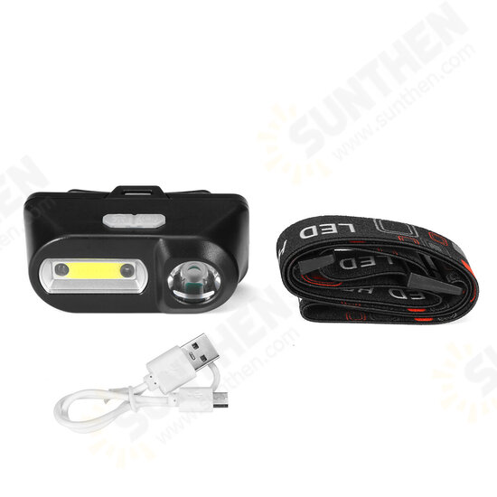 4-Modes COB Sensing Induction LED Headlamp USB Rechargeable Bike Light Night Fishing Headlight Sensor Camping Work Light