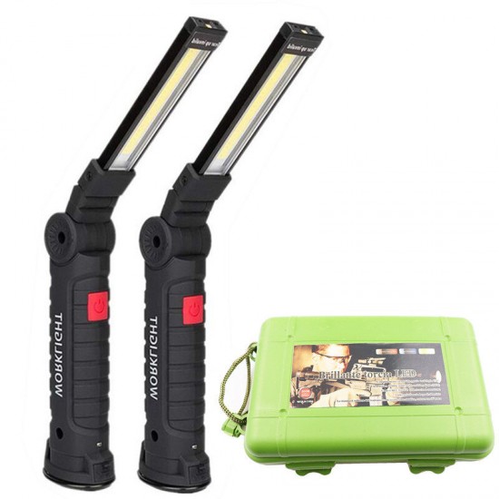 [Built-in 18650 Battery] COB LED Multi Function Folding Work Light Set USB Rechargeable LED Flashlight USB Cable Car Charger Battery Charger