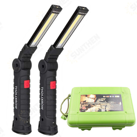 [Built-in 18650 Battery] COB LED Multi Function Folding Work Light Set USB Rechargeable LED Flashlight USB Cable Car Charger Battery Charger