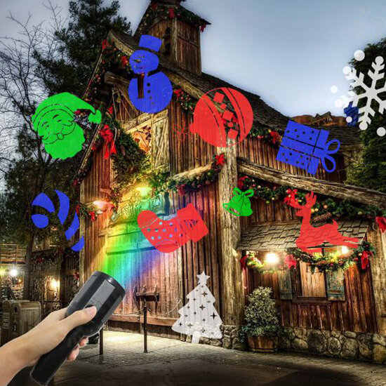 Christmas 12 Patterns Flashlight Projector Lights Garden Decorative Lamp Light Waterproof Sparkling Landscape Holiday Xmas Decor