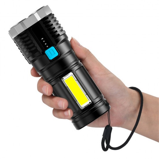 S3 4*LED+COB Ultra Bright LED Flashlight With Sidelight Built-in Battery 4 Modes USB Rechargeable Strong Spotlight Waterproof Work Light