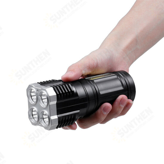 S3 4*LED+COB Ultra Bright LED Flashlight With Sidelight Built-in Battery 4 Modes USB Rechargeable Strong Spotlight Waterproof Work Light