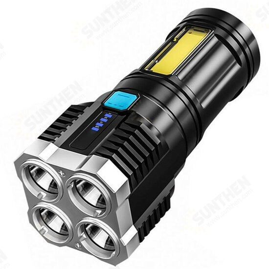 S3 4*LED+COB Ultra Bright LED Flashlight With Sidelight Built-in Battery 4 Modes USB Rechargeable Strong Spotlight Waterproof Work Light