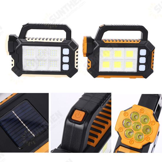 Super Bright Solar LED Camping Flashlight With COB Work Lights USB Rechargeable Handheld Solar Powered Lanterns