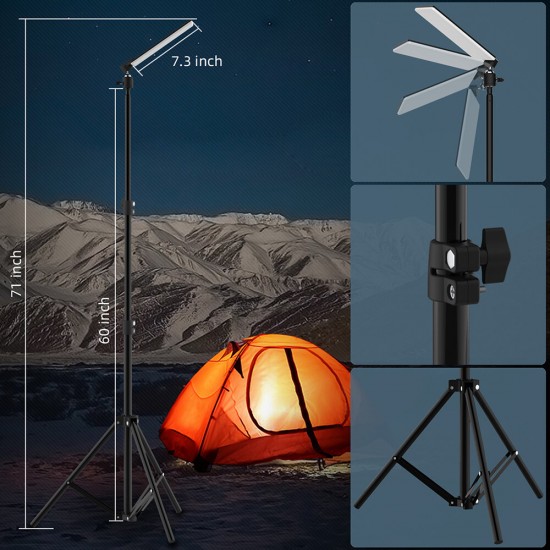 Upgraded Head CL03 84*LEDs Retractable & Foldable 1.8m Tripod Stand Light 6500-7000K Brightness Height Adjustable LED Work Lamp Portable Camping Light Powered By Mible Power Bank