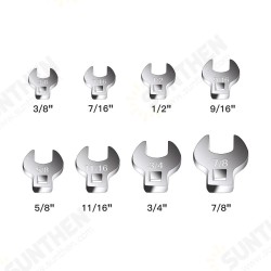 8 Pcs 3/8 to 7/8 Inch Drive Crowfoot Wrench Set SAE Chrome Plated Crow Foot 8 Pcs 3/8 to 7/8 Inch Drive Crowfoot Wrench Set SAE Chrome Plated Crow Foot