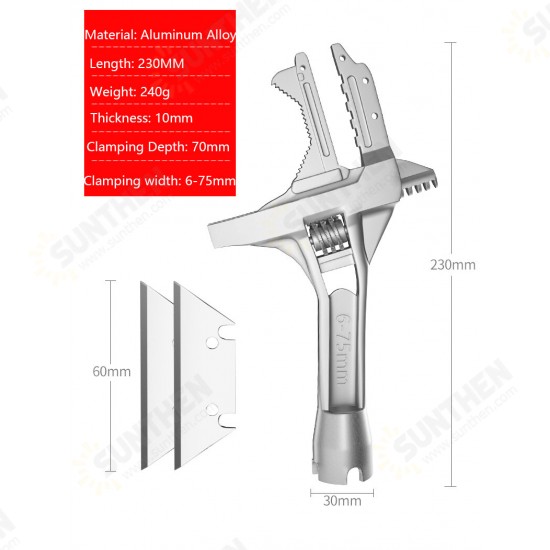 Sanitary Wrench Tool Movable Short Handle Large Opening Multifunctional Activity Universal Wrench