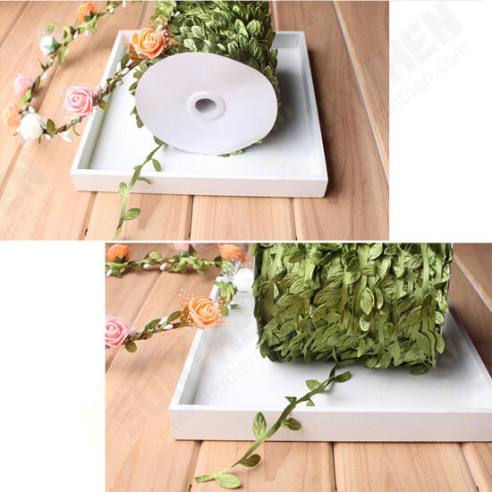 200m DIY Artificial Leaves Twine String With Leaf Fabric Leaves Flower Garlands Decorations