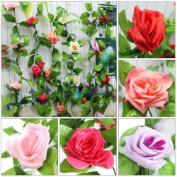 2pcs Artificial Plastic Rose Flower Vines Garland Home Garden Decoration 2pcs Artificial Plastic Rose Flower Vines Garland Home Garden Decoration