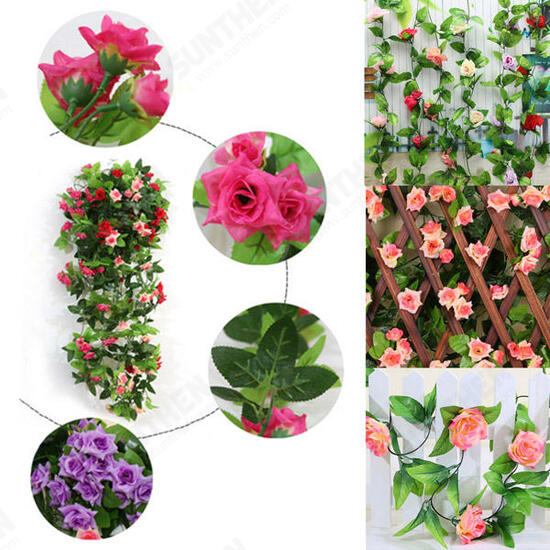 2pcs Artificial Plastic Rose Flower Vines Garland Home Garden Decoration