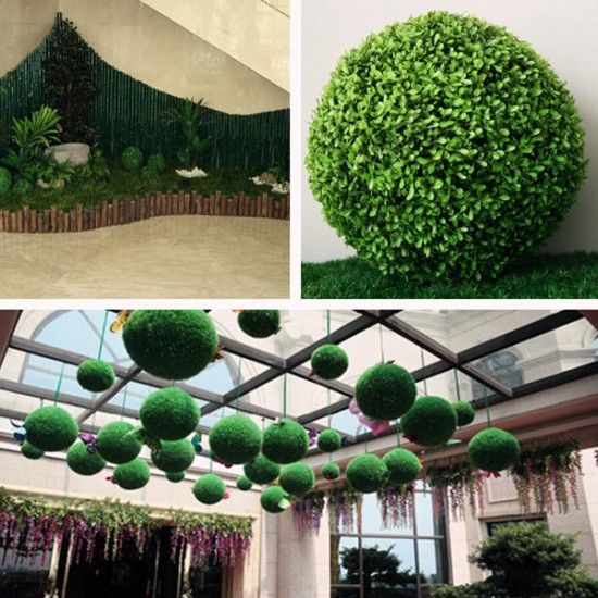 35cm Plastic Artificial Topiary Grass Ball Leaf Effect Ball Wedding Gardening Hanging Decoration